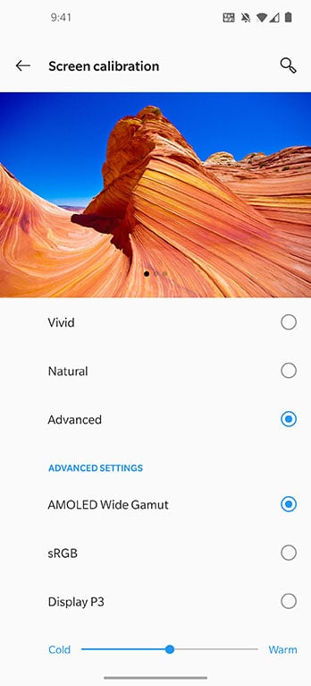Настройки дисплея OnePlus 8 Pro