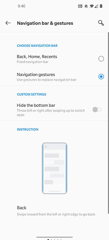 Настройки навигации OnePlus 8 Pro