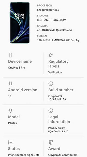 one plus 8 pro model number