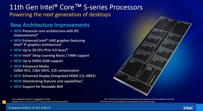 слайд Основные характеристики процессора 11-го поколения