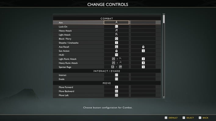 God of War PC keybindings & controls