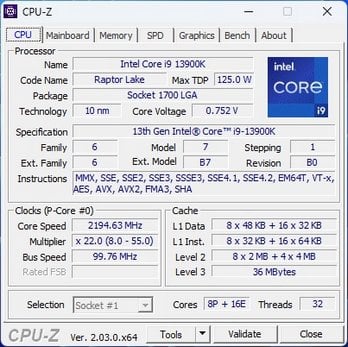 Intel Core i9-13900K Desktop Processor 24 cores 8 P-cores + 16 E