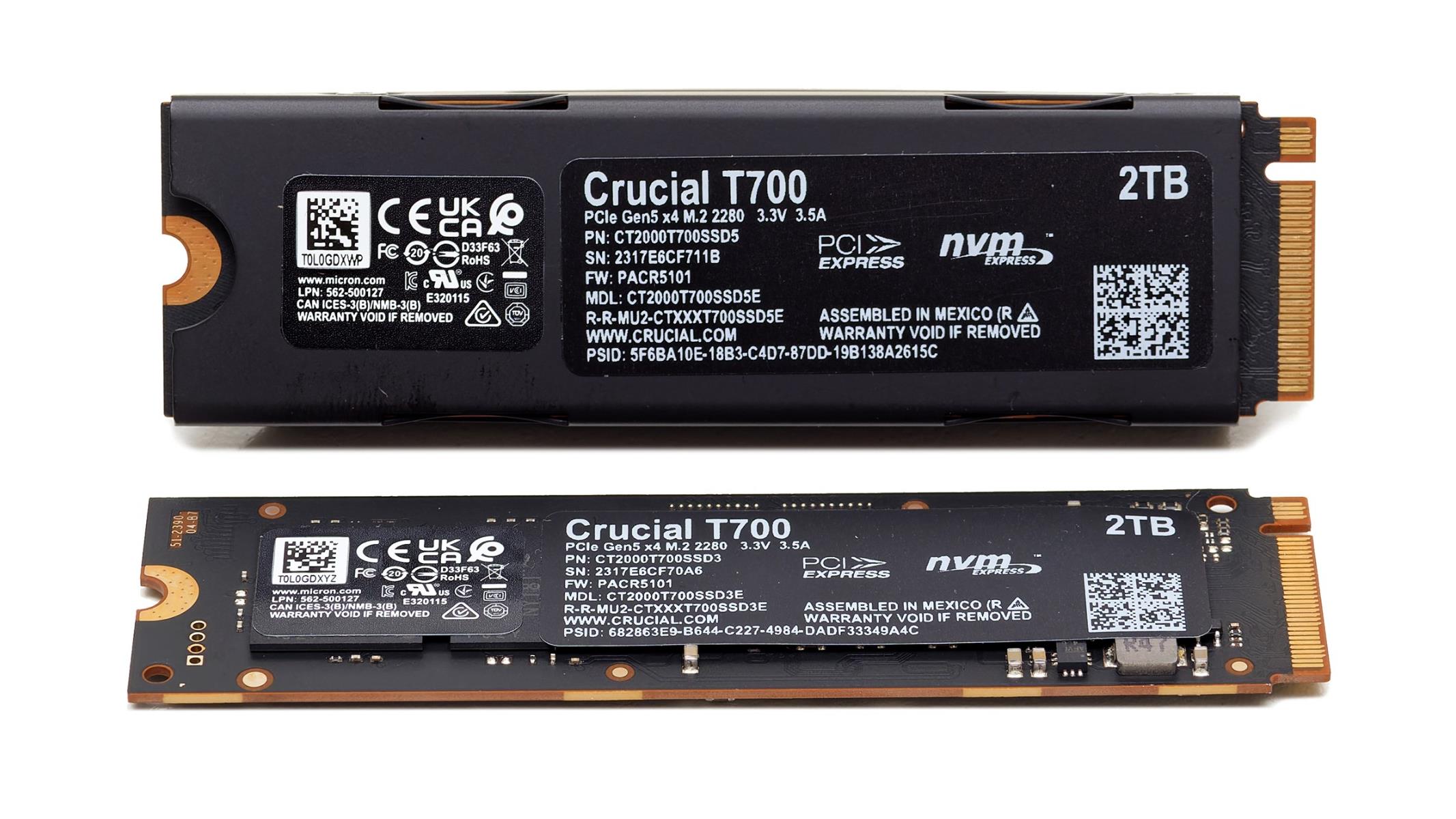 Crucial T700 2TB TLC NAND Flash PCIe Gen 5 x4 NVMe M.2 Internal