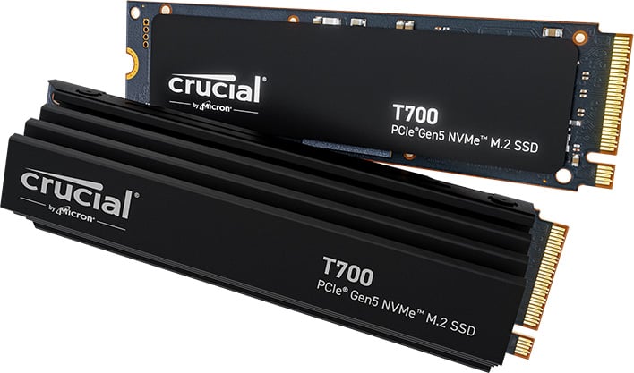 Crucial T700 1TB PCIe Gen5 NVMe M.2 SSD with heatsink | CT1000T700SSD5 