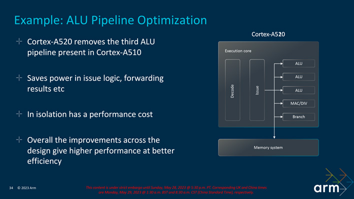 arm tcs23 cortex a520 alu reduction