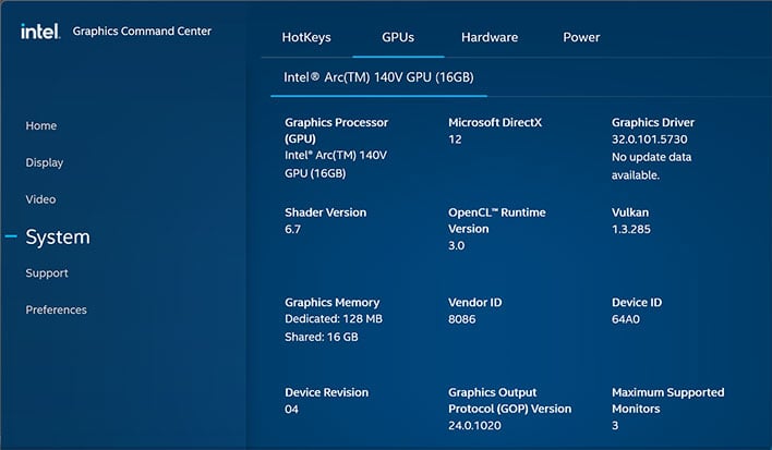 intel graphics command center gpu information