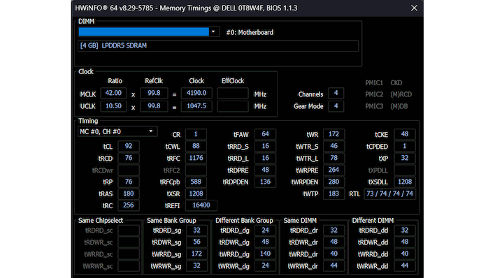 memory timings resized