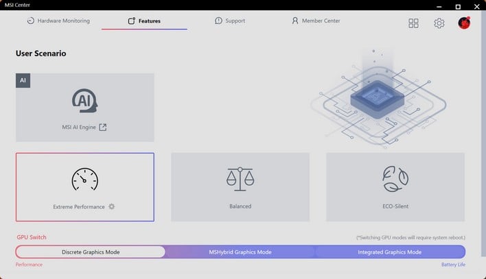 msi center menu 2