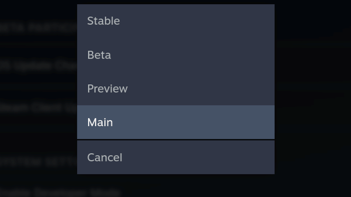 update channel selection
