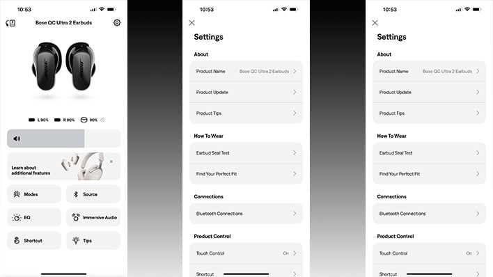 EQ graphs from Bose's companion app.