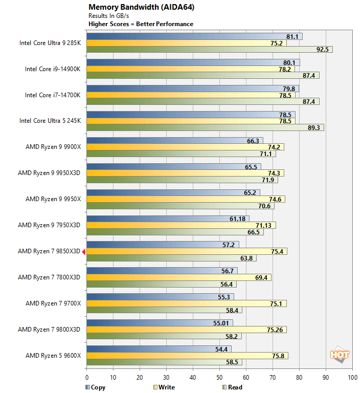 aida 1 ryzen 7 9850x3d performance