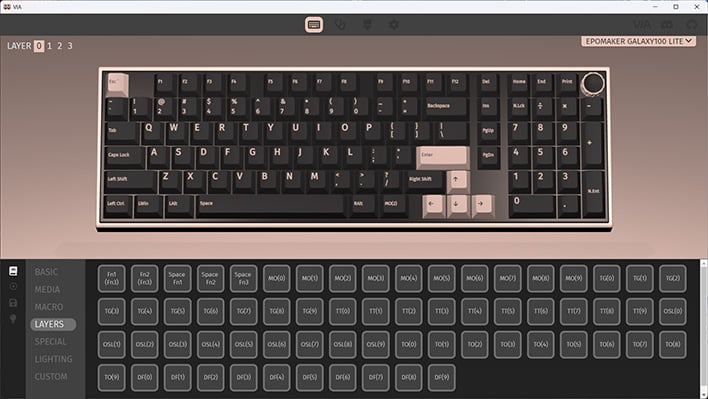 VIA software (layers page)