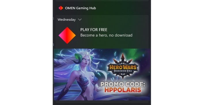 omen gaming hub notification