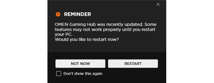 omen gaming hub restart