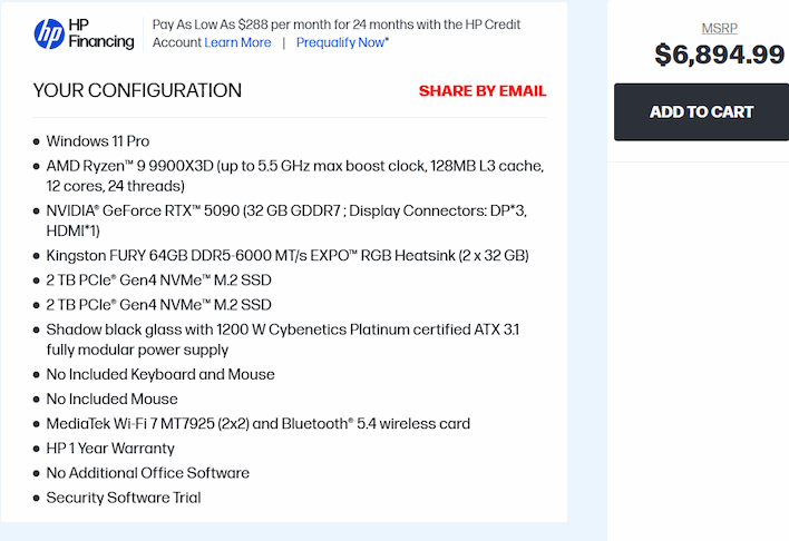 hp website pricing