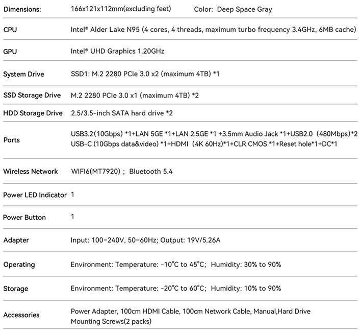 beelink me pro specifications