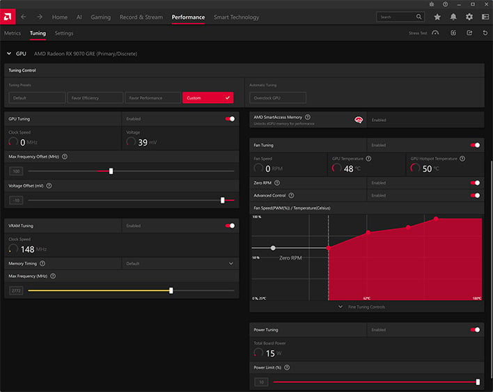 radeon 9070 gre overclock settings