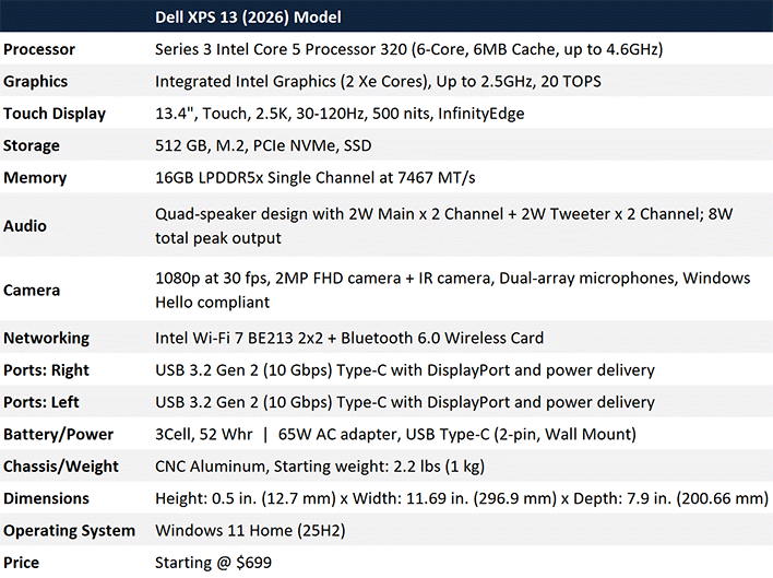 dell xps 13 specifications