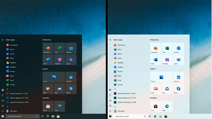 new windows 10 start menu