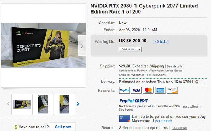 Limited Edition Geforce Rtx 2080 Ti Cyberpunk 2077 Cards Are Commanding Crazy Prices On Ebay Hothardware