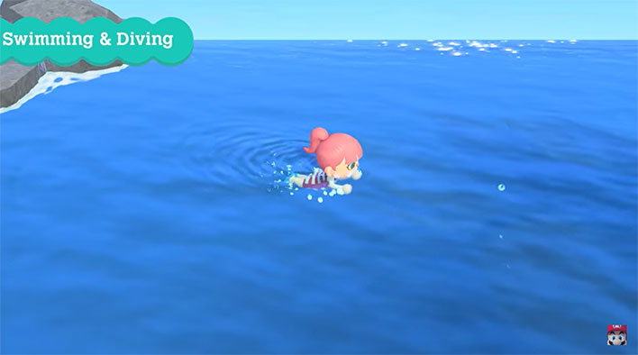 animal crossing new horizons swimming