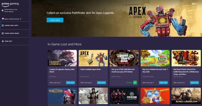 Renames Twitch Prime as Prime Gaming