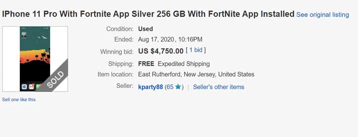 Apple-Epic Insanity Leads To iPhones With Fortnite Installed Selling For  $10,000 On