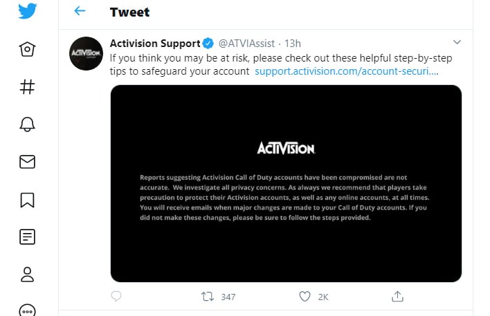 Activision Denies Call Of Duty Massive Hack Affecting 500,000