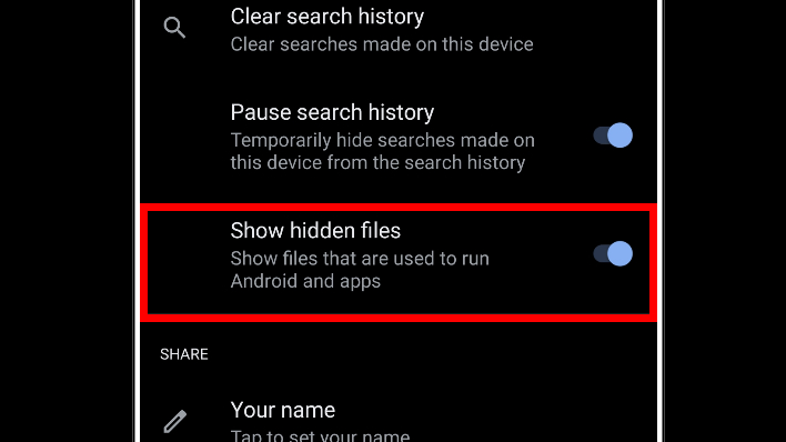 hidden files