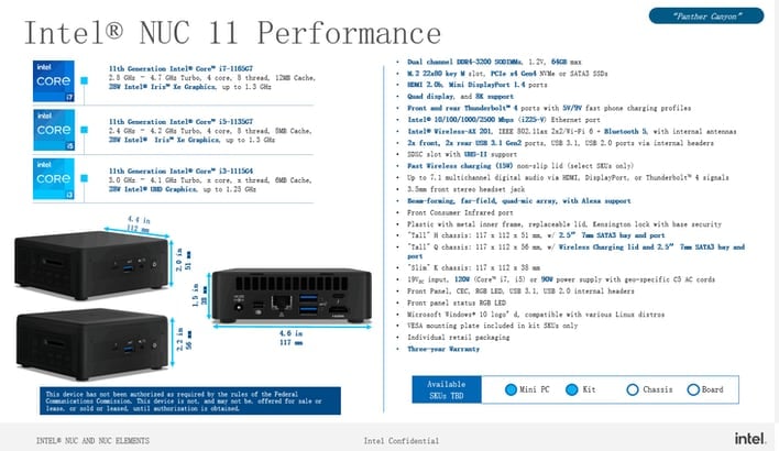 Intel NUC 11 Panther Canyon Leaks With Tiger Lake, 2.5 GbE, And 