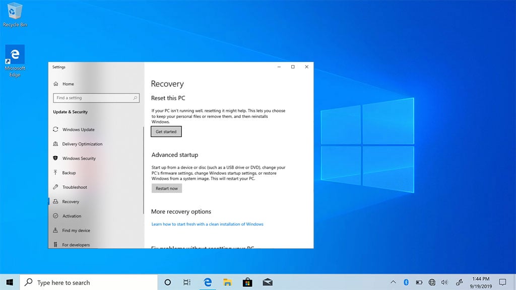 Windows 10 Reset This PC