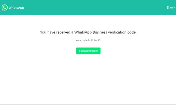 whatsapp business verification rendered