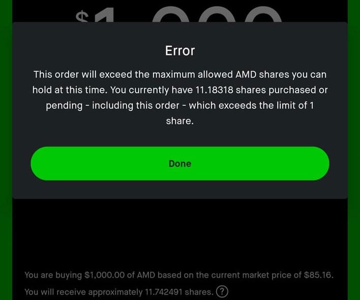 amd robinhood error message