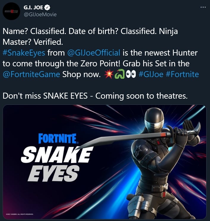 G I Joe Fortnite Snake Eyes Skin And Action Figure Deliver Ultimate 80s Kid Nostalgia Gaming Fun Hothardware