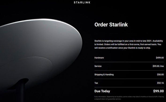Предварительные заказы спутникового широкополосного интернета SpaceX Starlink теперь открыты для публики