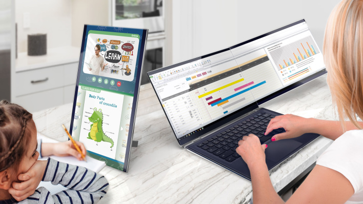 compal triple display laptop in multiple orientations