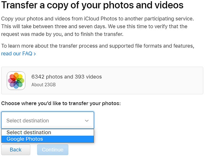Инструмент передачи фотографий Apple iCloud