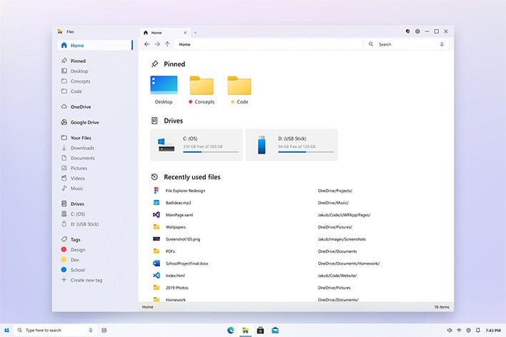 Windows 10 File Explorer Fluent Design Concept