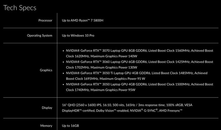 Lenovo Confirms GeForce RTX 3050 And 3050 Ti GPU Specs With Legion