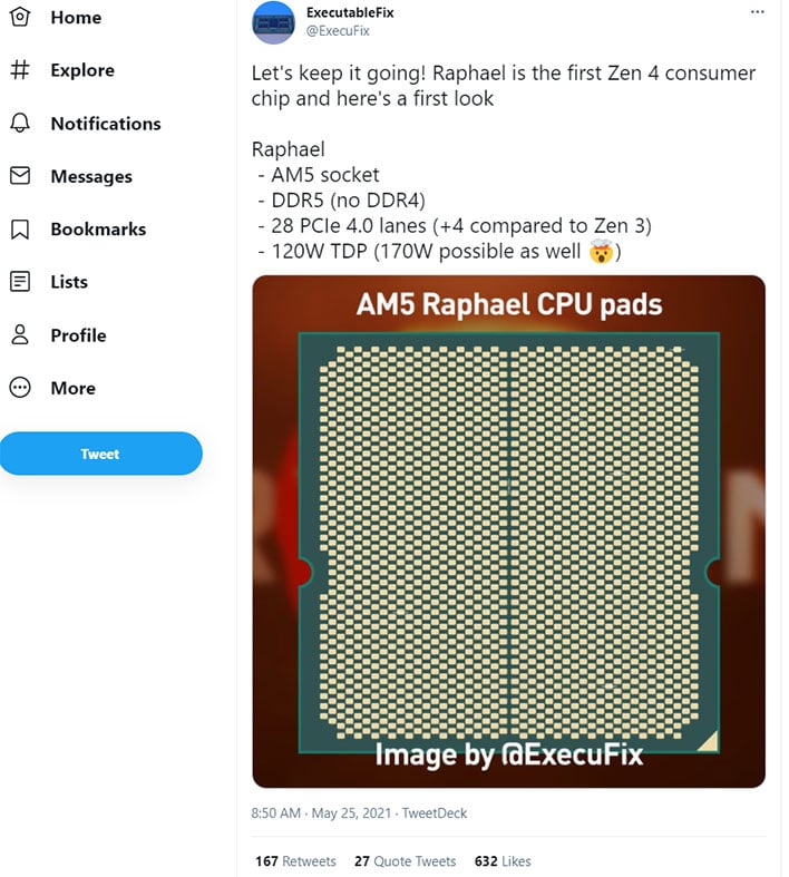 See AMD Zen 4 Raphael LGA 1718 Socket AM5 Compared To Alder Lake S