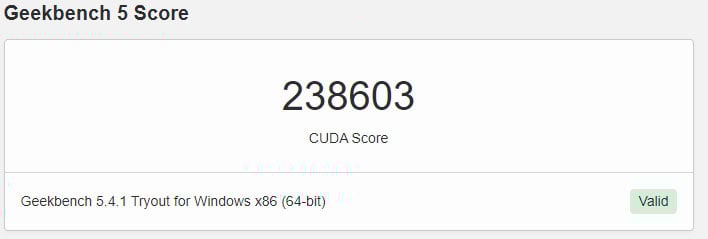 GeForce RTX 3080 Ti Geekbench Score