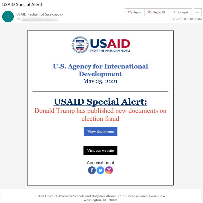 email solarwinds hackers targeting usaid and humanitarian organizations