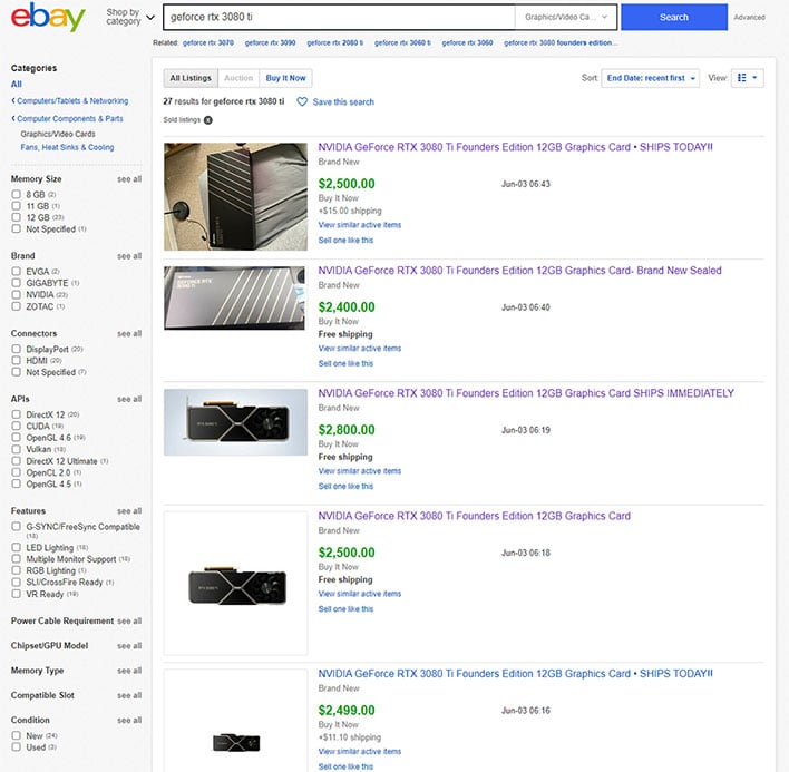 GeForce RTX 3080 Ti on Ebay