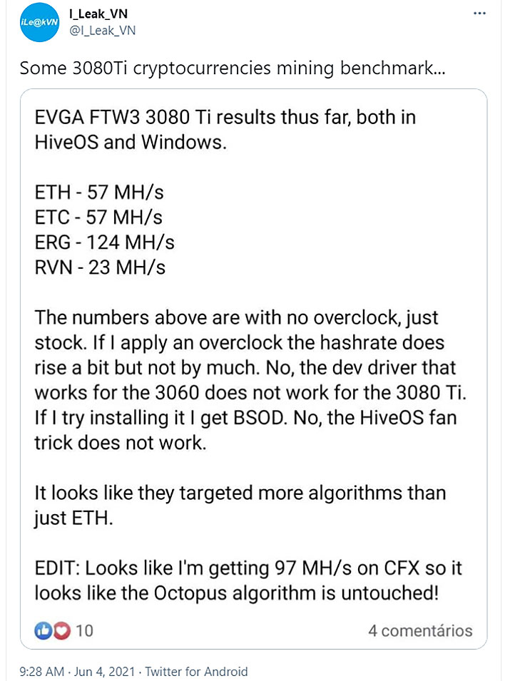 NVIDIA GeForce RTX 3080 Ti Nerfs Not Only Ethereum Hash Rate But