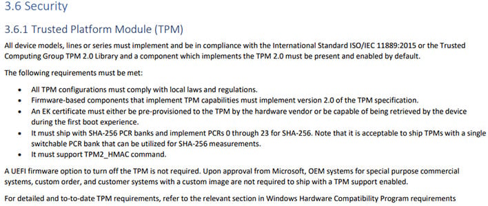 windows 11 tpm requirement