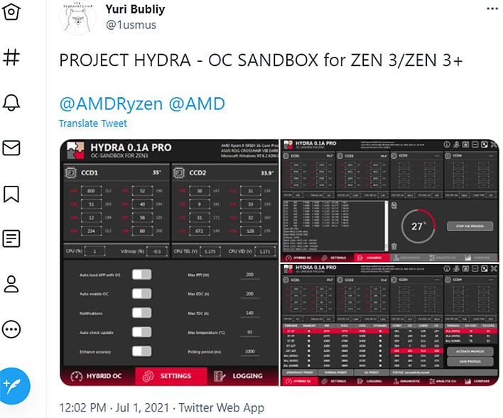 Hail Project Hydra! A New AMD Zen 3 Ryzen CPU Tuning Utility Is In