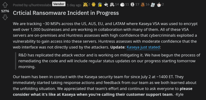 Масштабная атака программ-вымогателей Kaseya на предприятия может быть намного хуже, чем сообщалось ранее