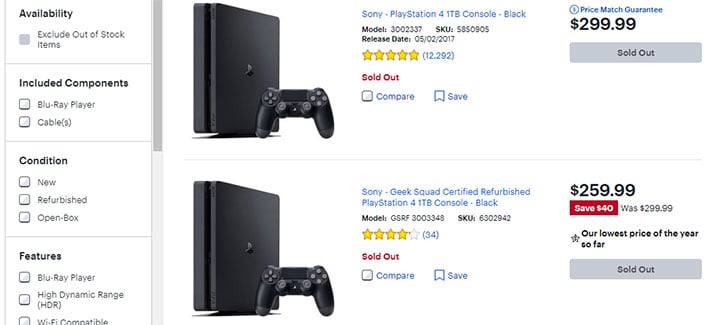 Playstation 4 out of on sale stock