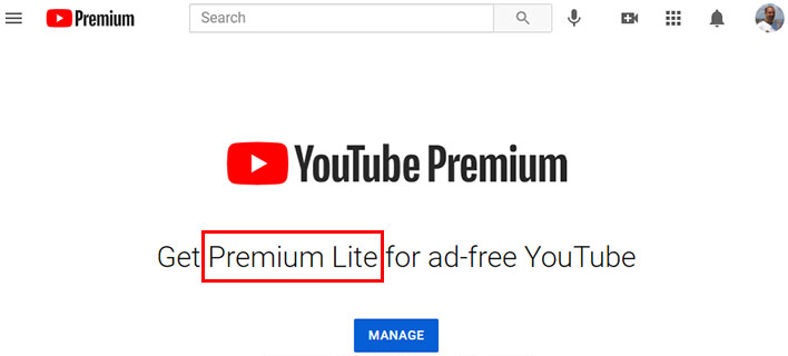 YouTube Премиум Lite