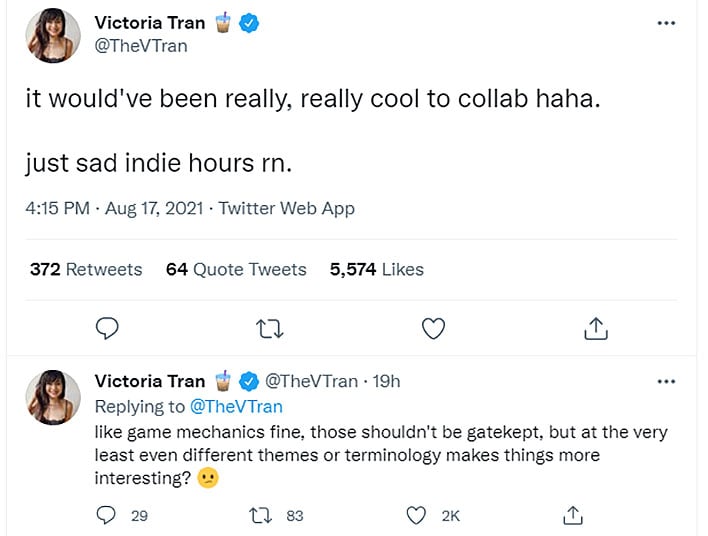 Твит Виктории Тран Fortnite Imposters